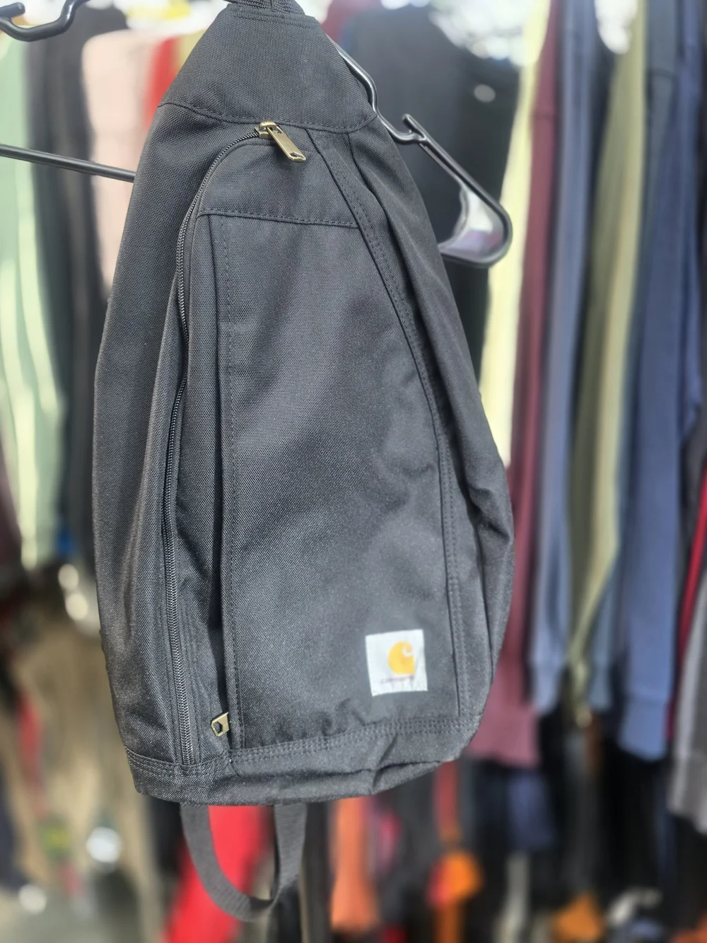 Carhartt Black Sling Belt Bag with Gold Logo Patch